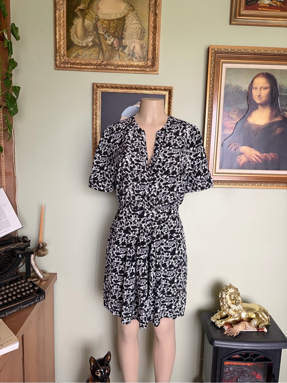Madewell Black and White Printed Mini Dress